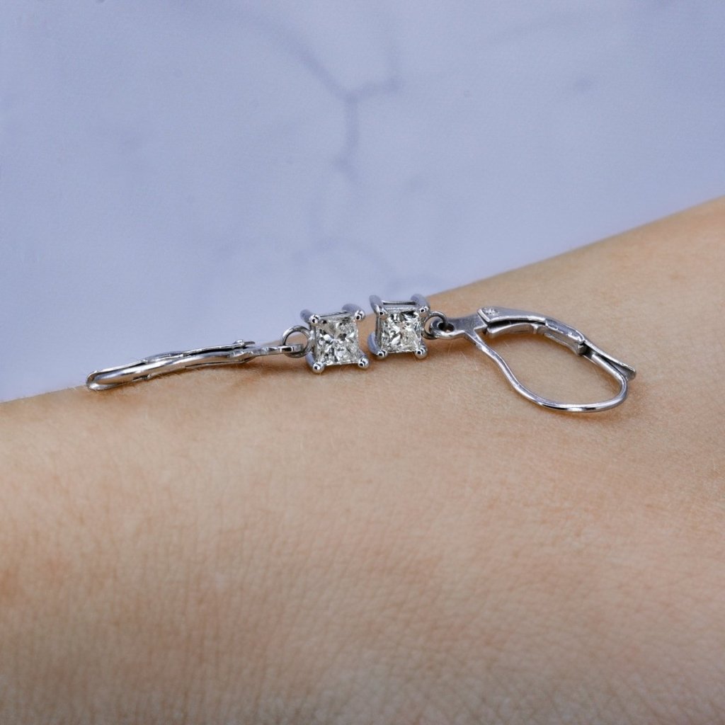 Affordable 0.50CT Princess Cut Diamond Stud Earrings in 18KT White Gold - Primestyle.com