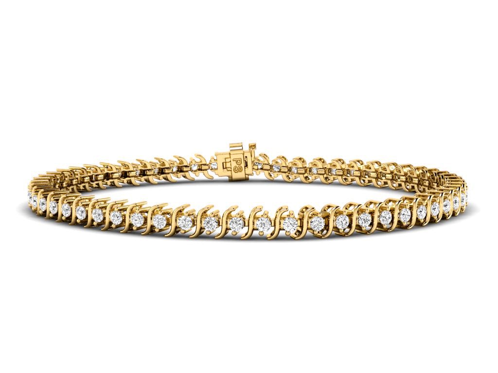 Affordable 1.00CT Round cut Diamond Tennis Bracelet in 14KT Yellow Gold - Primestyle.com