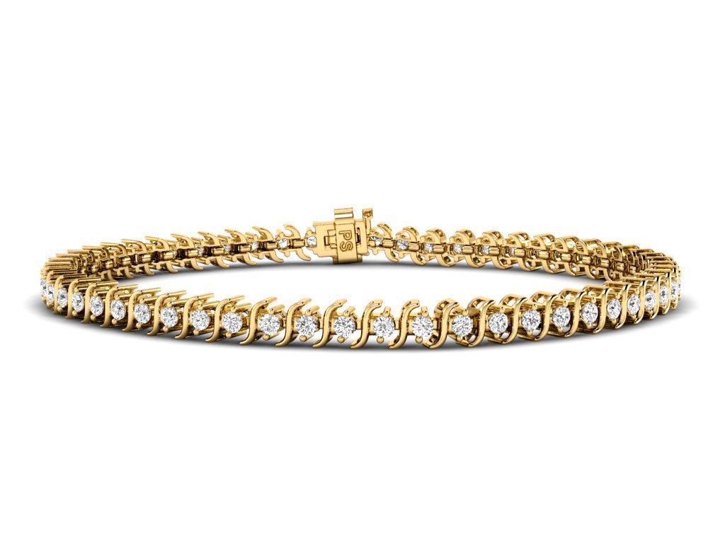 Affordable 1.00CT Round cut Diamond Tennis Bracelet in 14KT Yellow Gold - Primestyle.com