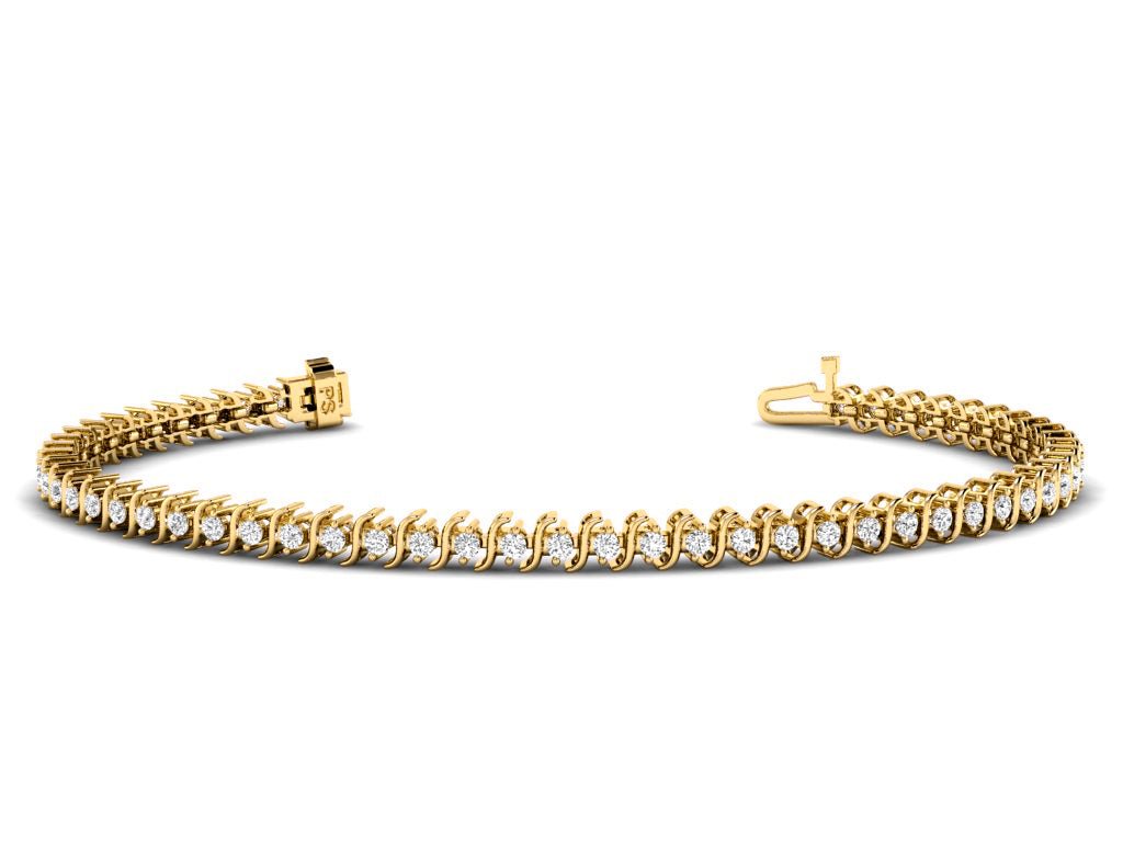 Affordable 1.00CT Round cut Diamond Tennis Bracelet in 14KT Yellow Gold - Primestyle.com