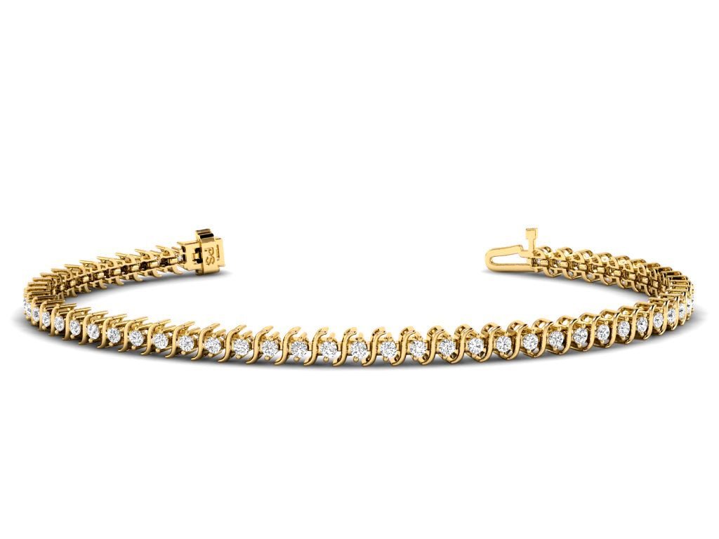 Affordable 1.00CT Round cut Diamond Tennis Bracelet in 14KT Yellow Gold