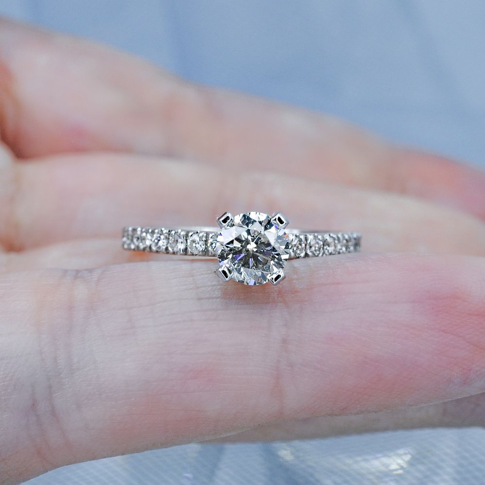 Affordable 1.20CT Round cut Engagement Ring in 14KT White Gold