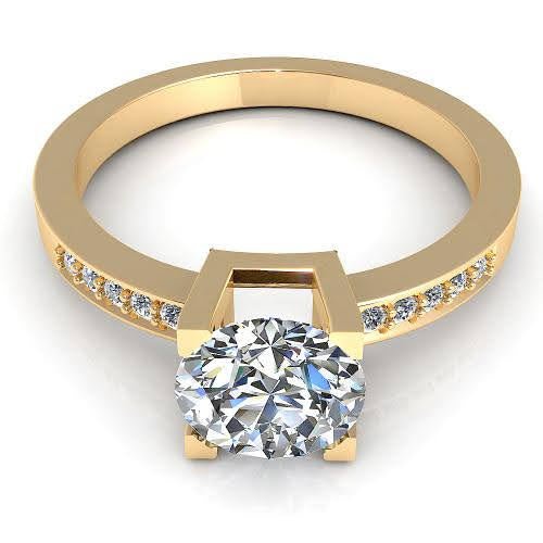 Authentic 0.45 CT Round Cut Diamond Engagement Ring in 14KT Yellow Gold - Primestyle.com