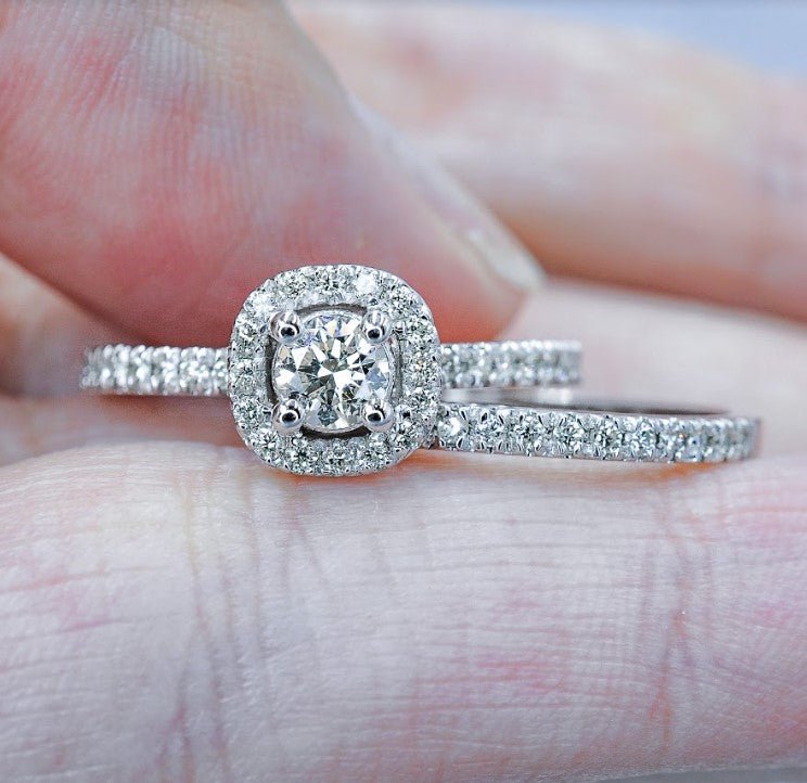 Authentic 1.00CT Round Cut Diamond Bridal Set in Platinum - Primestyle.com