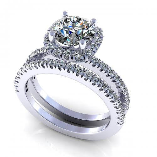 Authentic 1.00CT Round Cut Diamond Bridal Set in Platinum - Primestyle.com