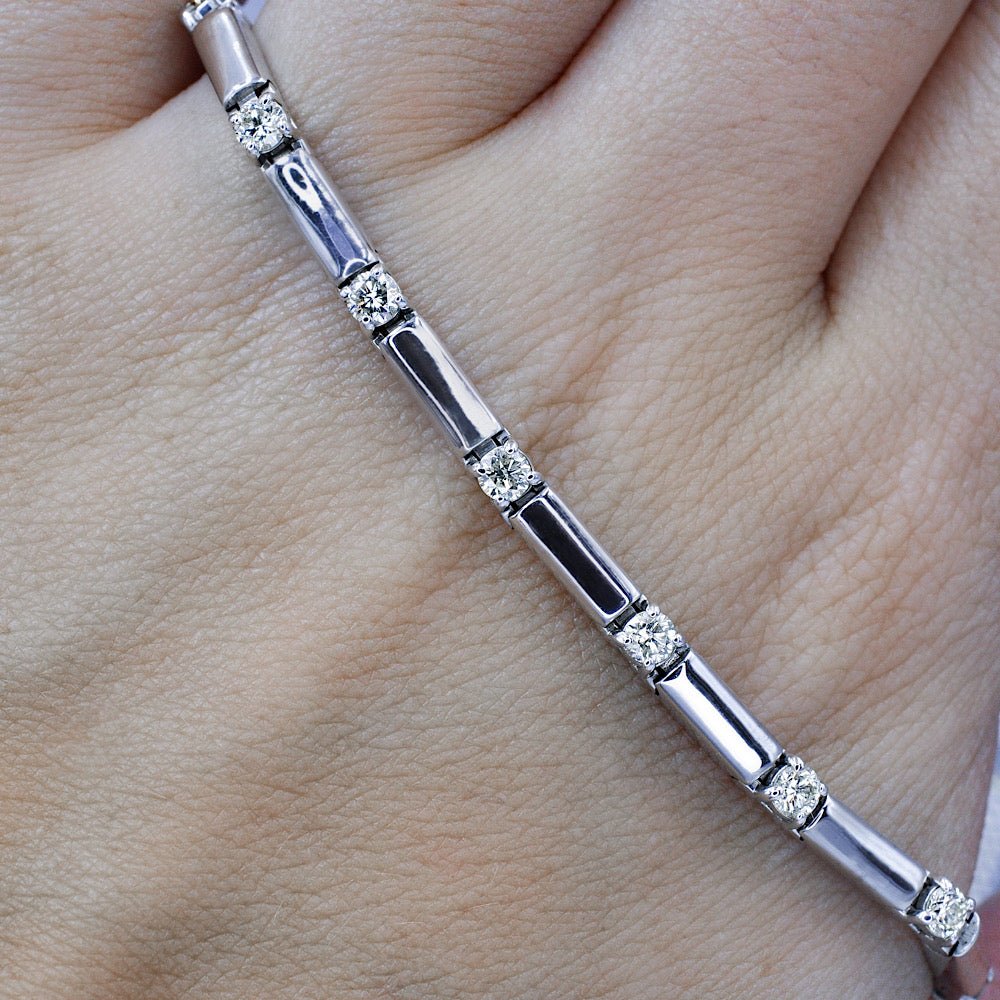 Authentic 1.50CT Round Cut Diamond Tennis Bracelet in 14kt White Gold - Primestyle.com