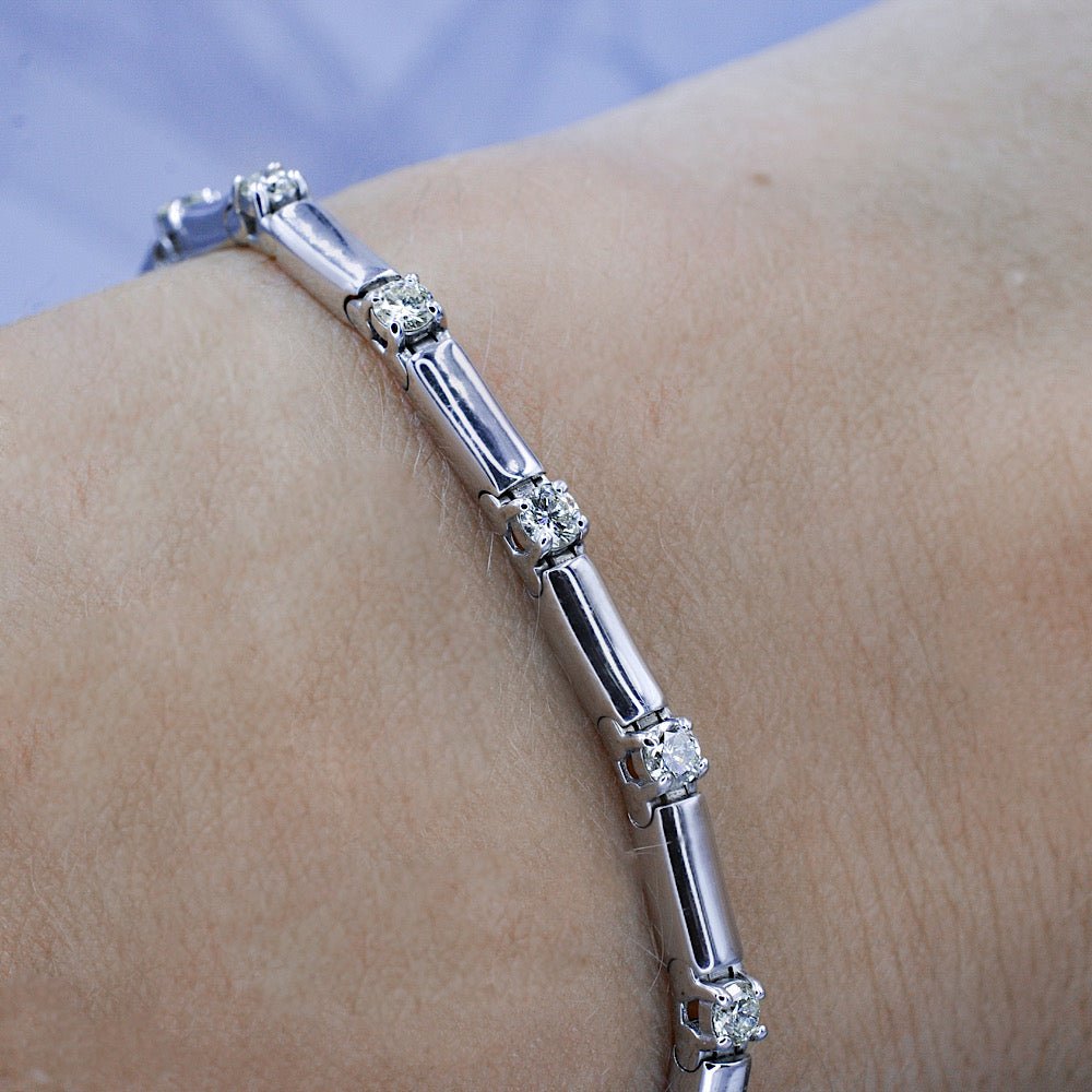Authentic 1.50CT Round Cut Diamond Tennis Bracelet in 14kt White Gold - Primestyle.com