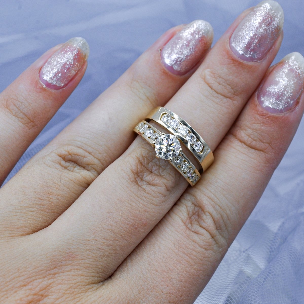Authentic 2.00 CT Diamond Bridal Set in 14 KT Yellow Gold - Primestyle.com