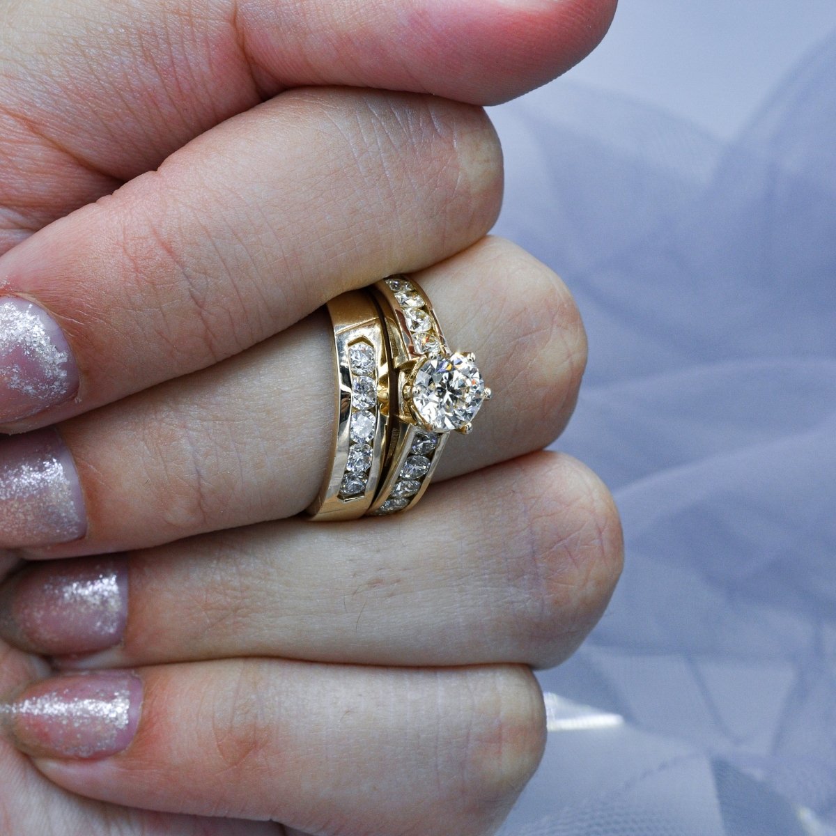 Authentic 2.00 CT Diamond Bridal Set in 14 KT Yellow Gold