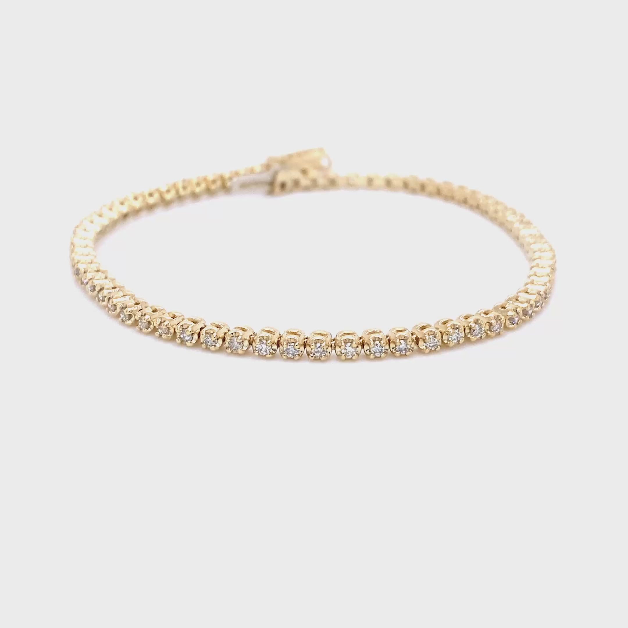 Bargain 3.00CT Round Cut Diamond Tennis Bracelet in 14KT Yellow Gold
