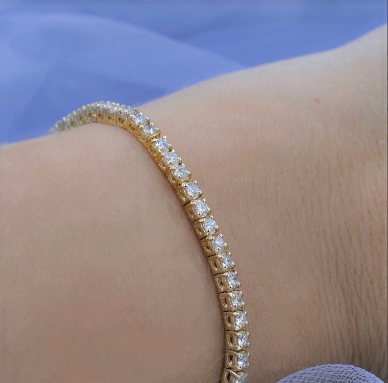 Bargain 3.00CT Round Cut Diamond Tennis Bracelet in 14KT Yellow Gold - Primestyle.com