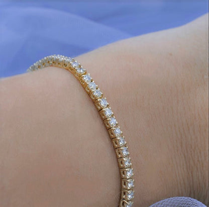 Bargain 3.00CT Round Cut Diamond Tennis Bracelet in 14KT Yellow Gold - Primestyle.com
