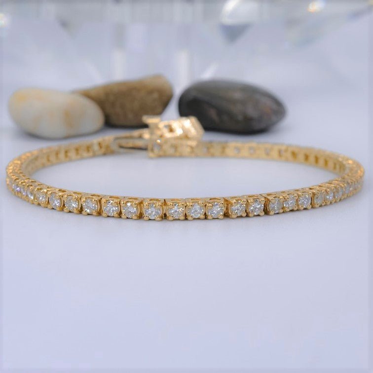Bargain 3.00CT Round Cut Diamond Tennis Bracelet in 14KT Yellow Gold - Primestyle.com