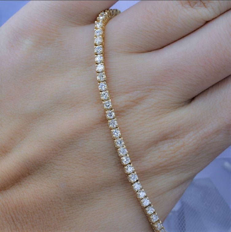 Bargain 3.00CT Round Cut Diamond Tennis Bracelet in 14KT Yellow Gold - Primestyle.com