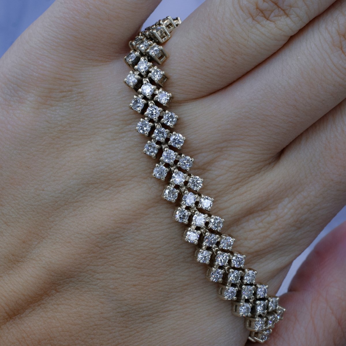 Bargain 8.00 CT Round Cut Diamond Bracelet in 14 KT Yellow Gold