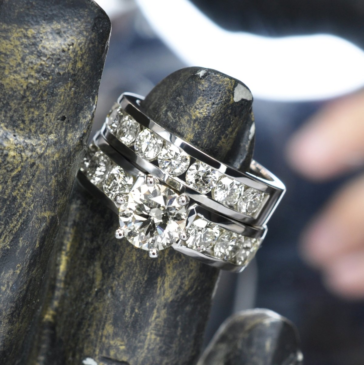 Beautiful 4.10 CT Round Cut Diamond Bridal Set in 14 KT White Gold