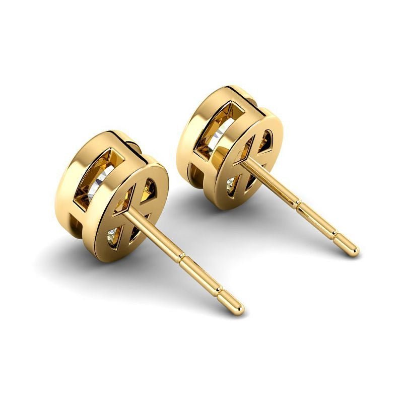 Bezel Set 0.60 - 5.00 CT Oval Cut Lab Grown Diamonds - Stud Earrings - Primestyle.com