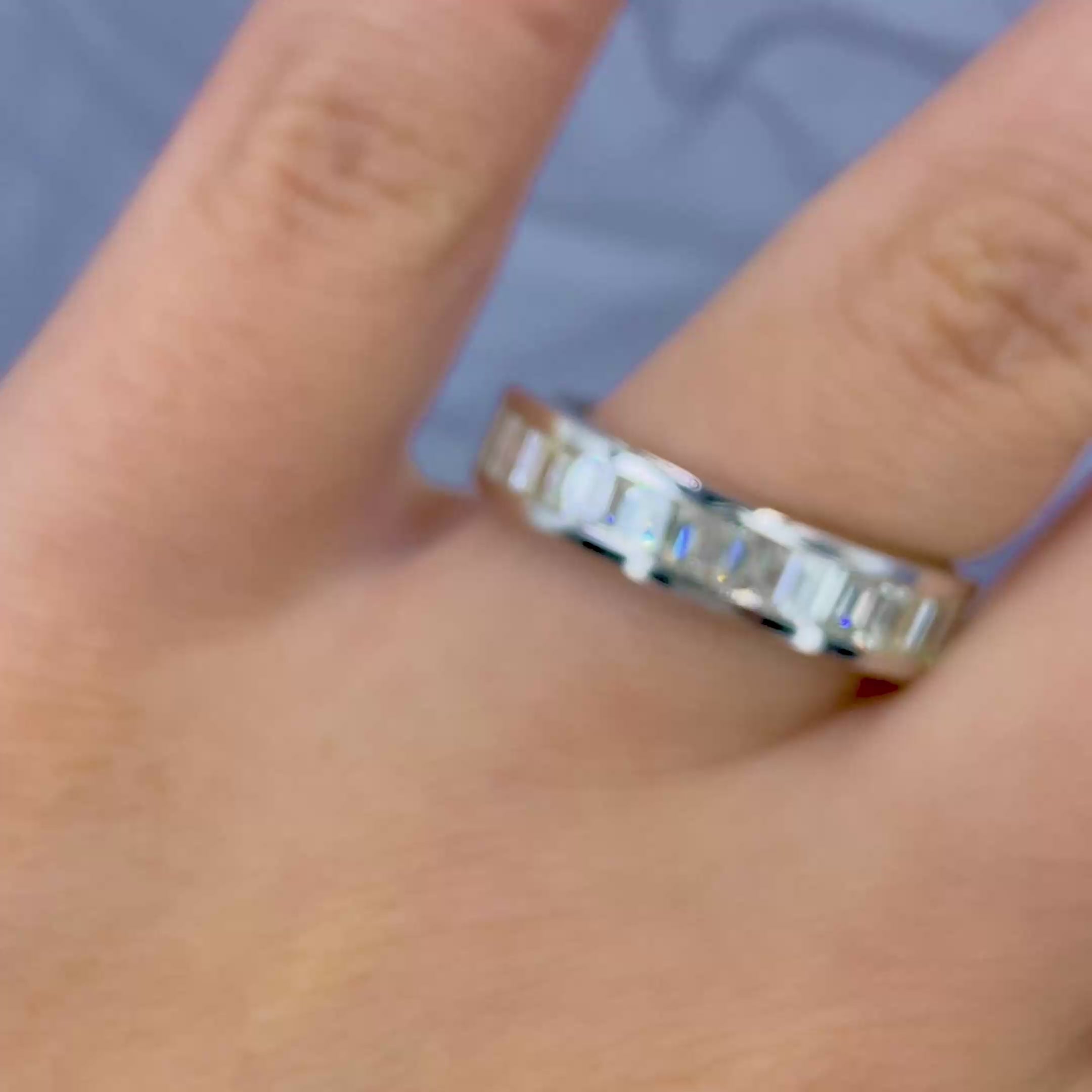 Exclusive 4.00CT Emerald Cut Diamond Eternity Ring in Platinum