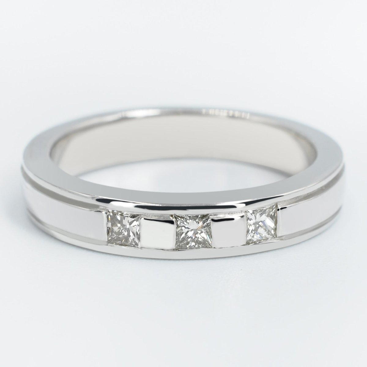 Blissful 0.40 CT Princess Cut Diamond Mens Wedding Band in 14KT White Gold - Primestyle.com