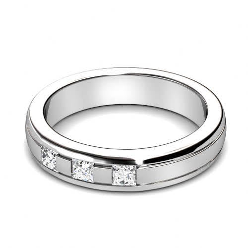 Blissful 0.40 CT Princess Cut Diamond Mens Wedding Band in 14KT White Gold - Primestyle.com