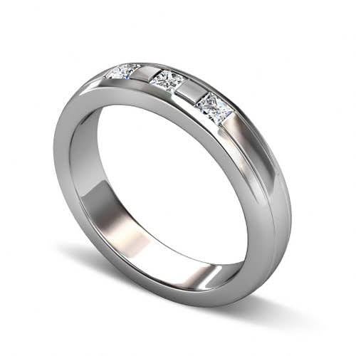 Blissful 0.40 CT Princess Cut Diamond Mens Wedding Band in 14KT White Gold