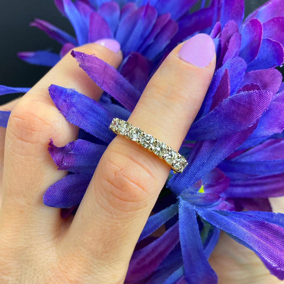 Blissful 2.50CT Round Cut Diamond Eternity Ring in 14KT Yellow Gold - Primestyle.com