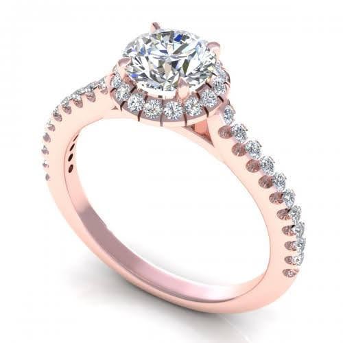 Breathtaking 0.90 CT Round Cut Diamond Engagement Ring in 14 KT Rose Gold - Primestyle.com