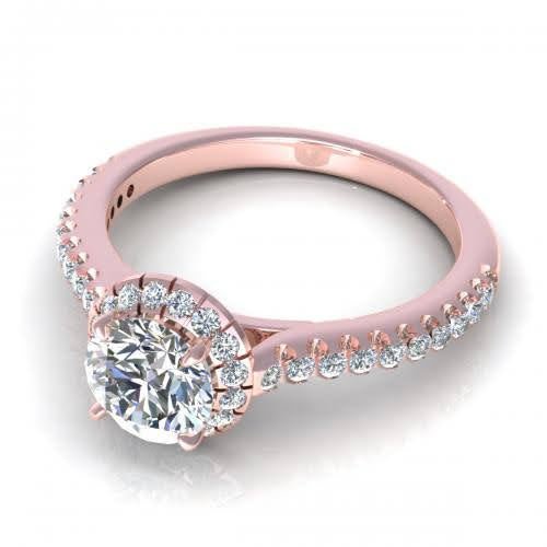 Breathtaking 0.90 CT Round Cut Diamond Engagement Ring in 14 KT Rose Gold