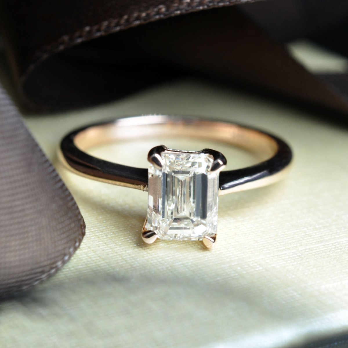 Breathtaking 1.52CT Emerald Cut Diamond Solitaire Ring in 14KT Rose Gold