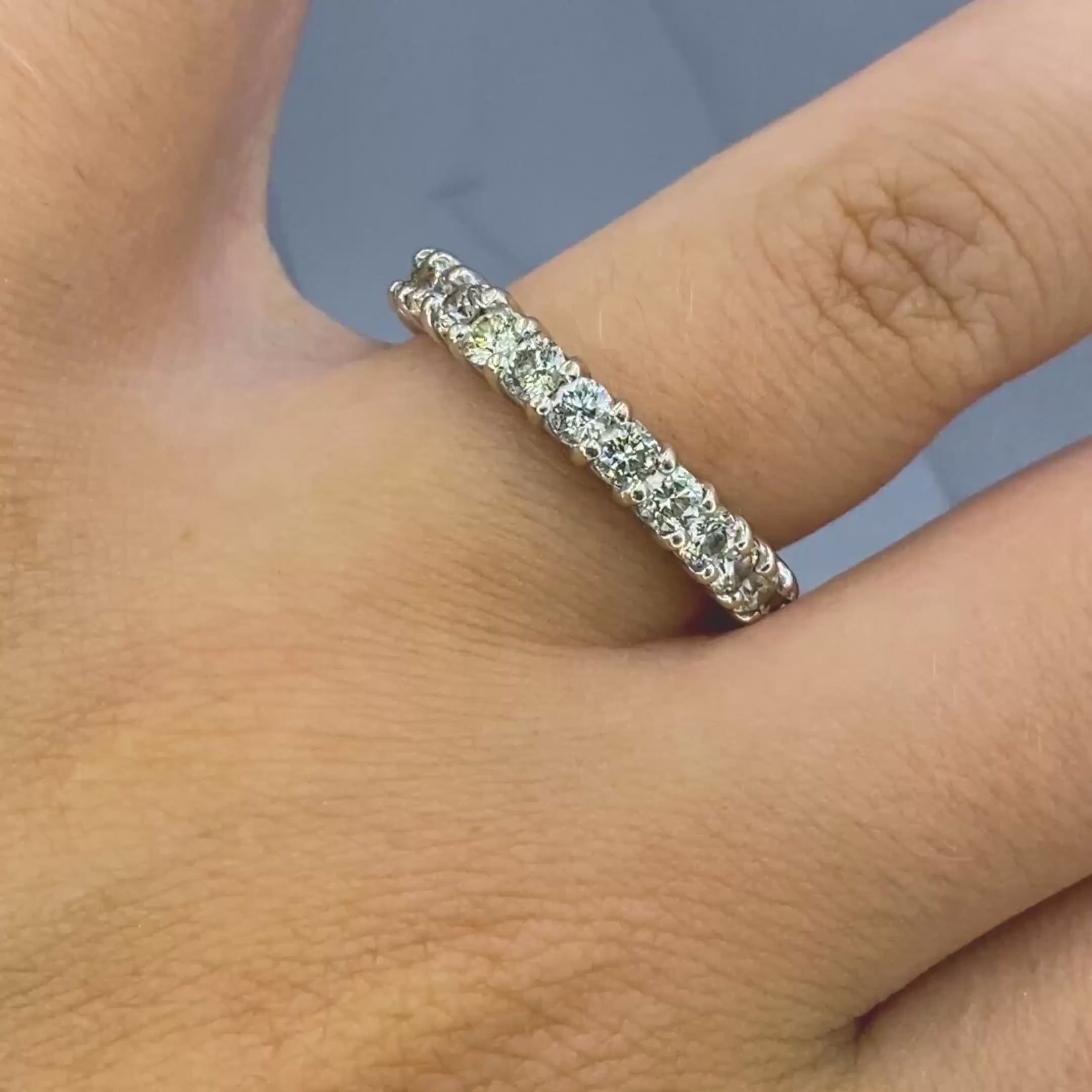 Reduced 2.90 CT Round Cut Diamond Wedding Band in 14KT White Gold