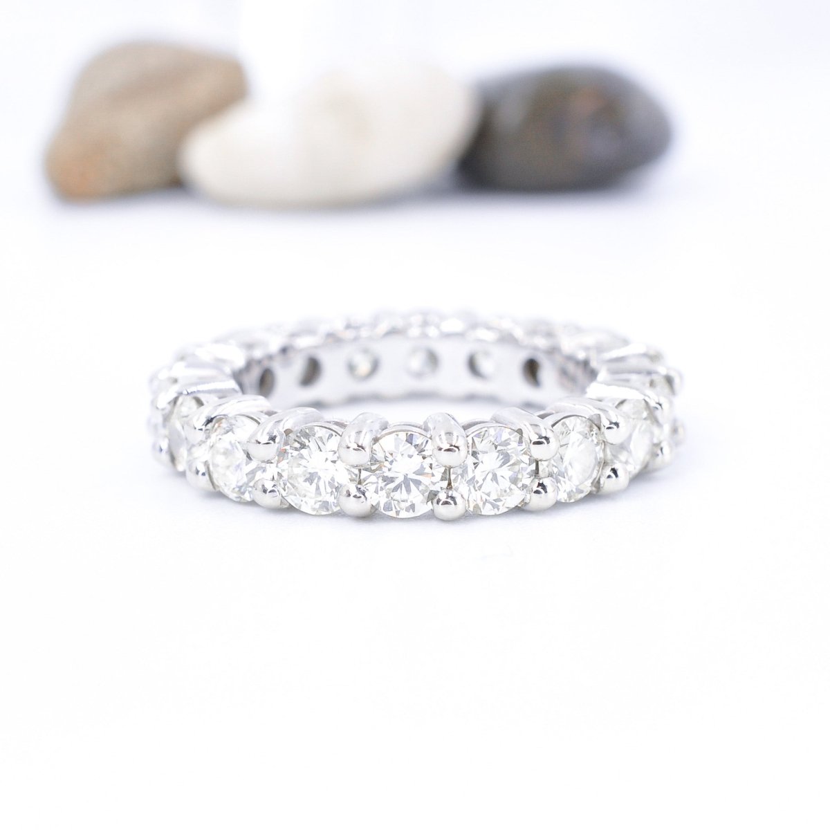 Captivating 4.00 CT Round cut Diamond Eternity Ring in 14KT White Gold - Primestyle.com