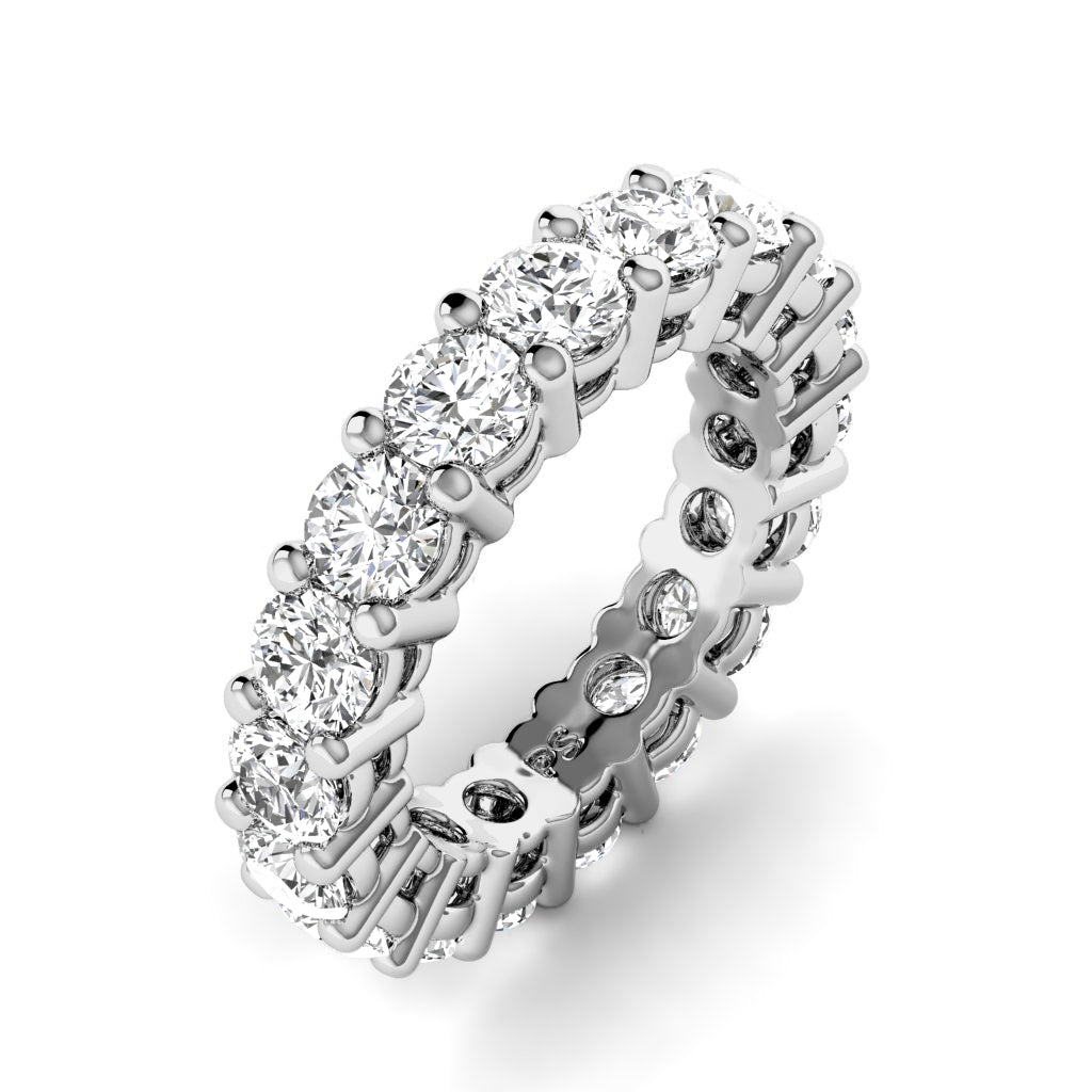 Captivating 4.00 CT Round cut Diamond Eternity Ring in 14KT White Gold - Primestyle.com