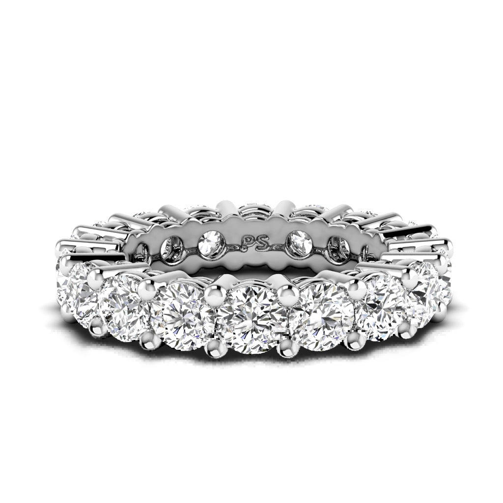 Captivating 4.00 CT Round cut Diamond Eternity Ring in 14KT White Gold - Primestyle.com