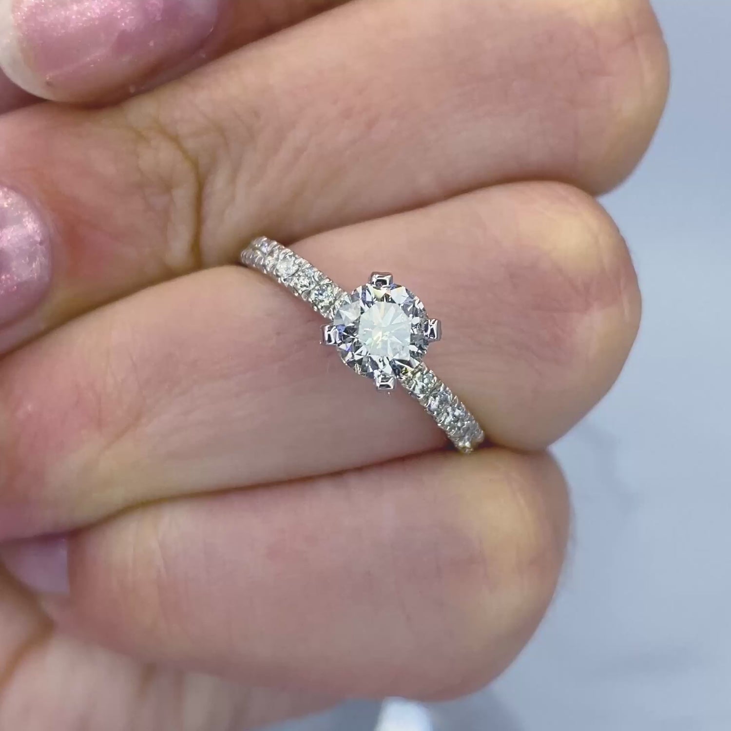 Risk-free 1.20CT Round Cut Diamond Engagement Ring in 14kt White Gold