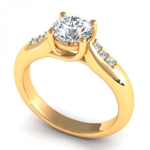 Certified 0.90CT Round Cut Diamond Engagement Ring in 18KT Yellow Gold - Primestyle.com