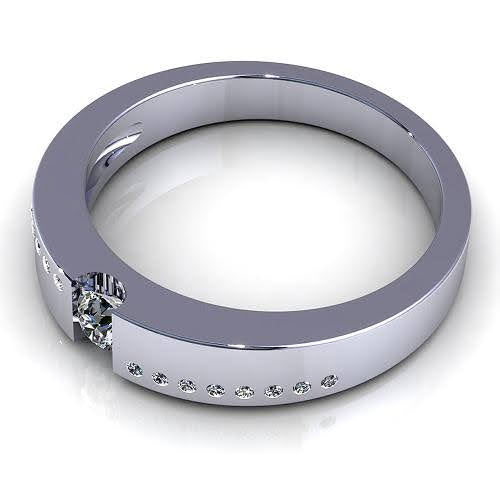 Certified 1.00 CT Round Cut Diamond Engagement Ring in 14 KT White Gold - Primestyle.com