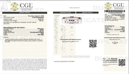 Certified 1.00CT Princess Cut Diamond Mens Wedding Ring in Platinum - Primestyle.com