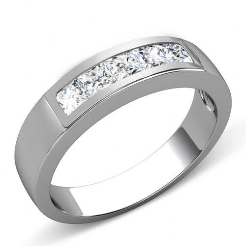Certified 1.00CT Princess Cut Diamond Mens Wedding Ring in Platinum - Primestyle.com