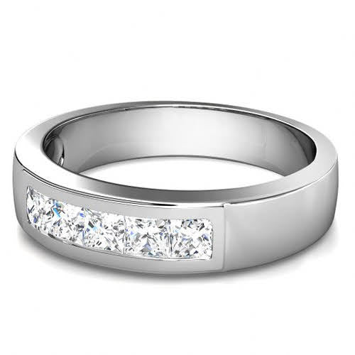 Certified 1.00CT Princess Cut Diamond Mens Wedding Ring in Platinum - Primestyle.com
