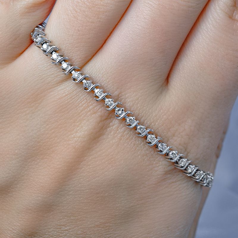 Certified 1.00CT Round Cut Diamond Tennis Bracelet in 14KT White Gold - Primestyle.com