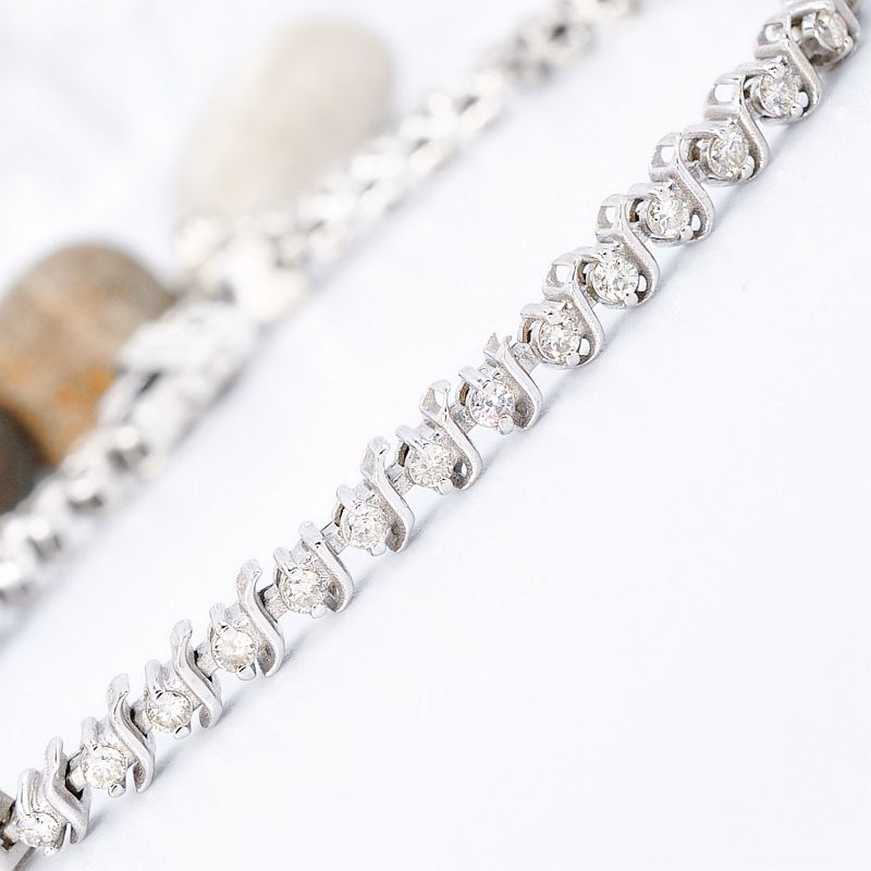 Certified 1.00CT Round Cut Diamond Tennis Bracelet in 14KT White Gold - Primestyle.com