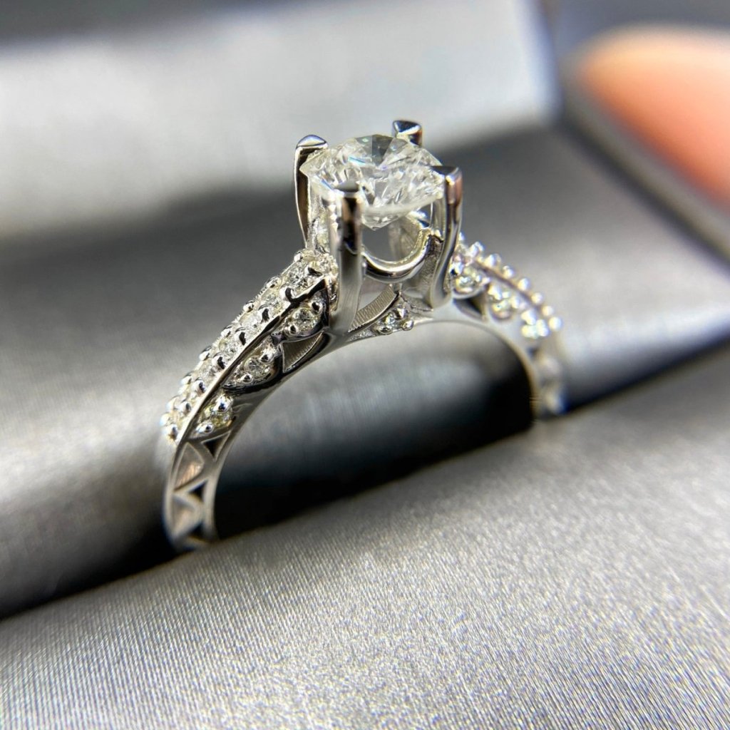 Certified 1.25CT Round Cut Diamond Engagement Ring in 14KT White Gold