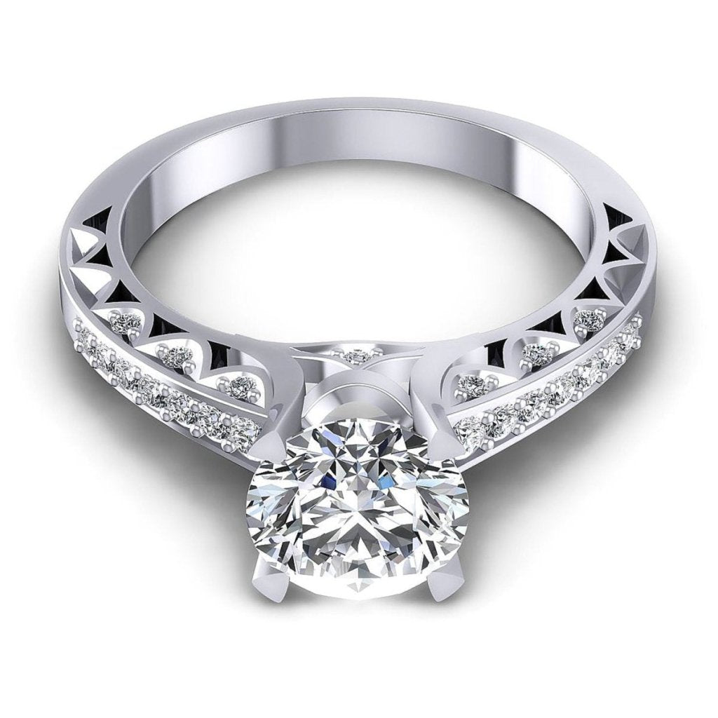 Certified 1.25CT Round Cut Diamond Engagement Ring in 14KT White Gold - Primestyle.com