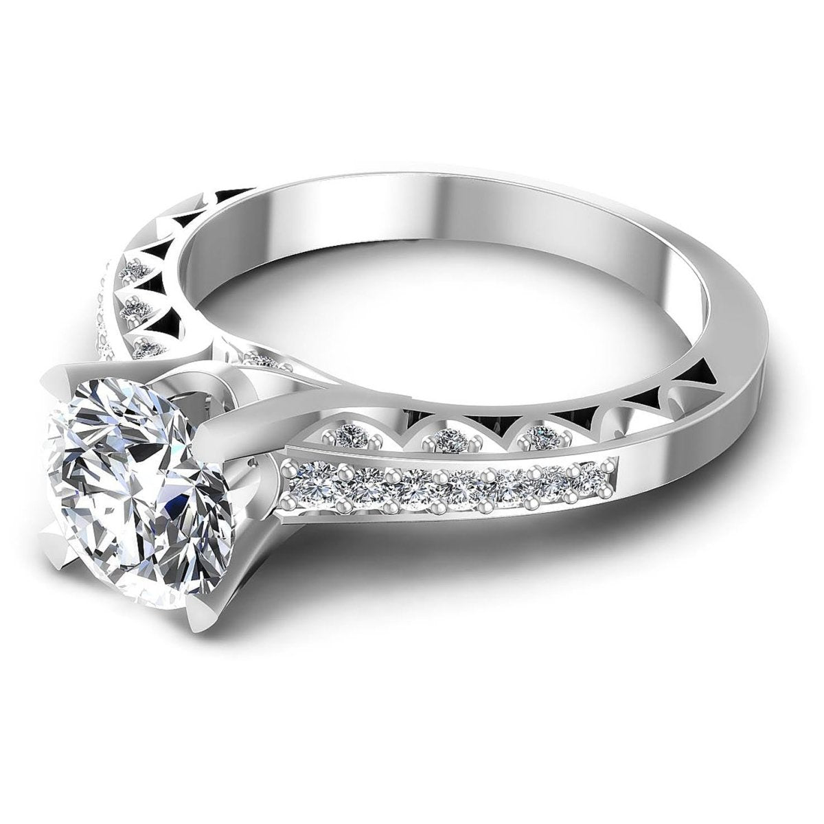 Certified 1.25CT Round Cut Diamond Engagement Ring in 14KT White Gold - Primestyle.com