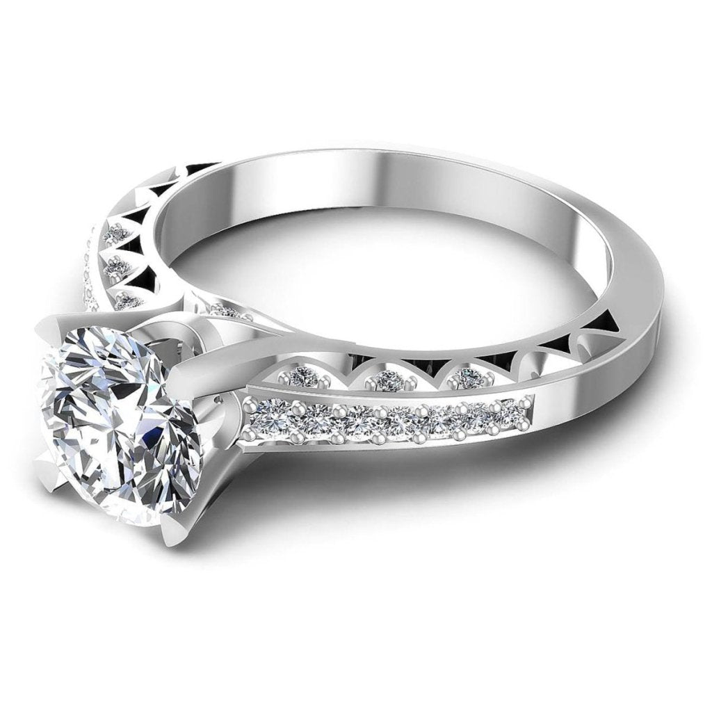 Certified 1.25CT Round Cut Diamond Engagement Ring in 14KT White Gold