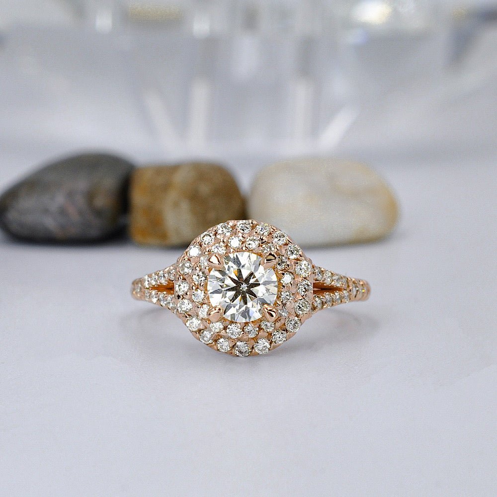 Certified 1.30CT Round Cut Diamond Engagement Ring in 14kt Rose Gold