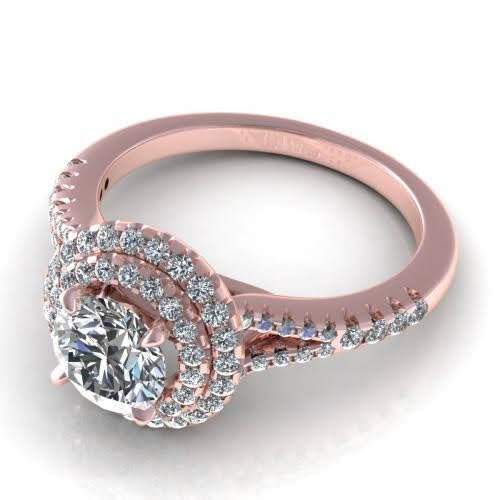 Certified 1.30CT Round Cut Diamond Engagement Ring in 14kt Rose Gold - Primestyle.com