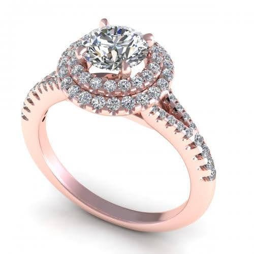 Certified 1.30CT Round Cut Diamond Engagement Ring in 14kt Rose Gold