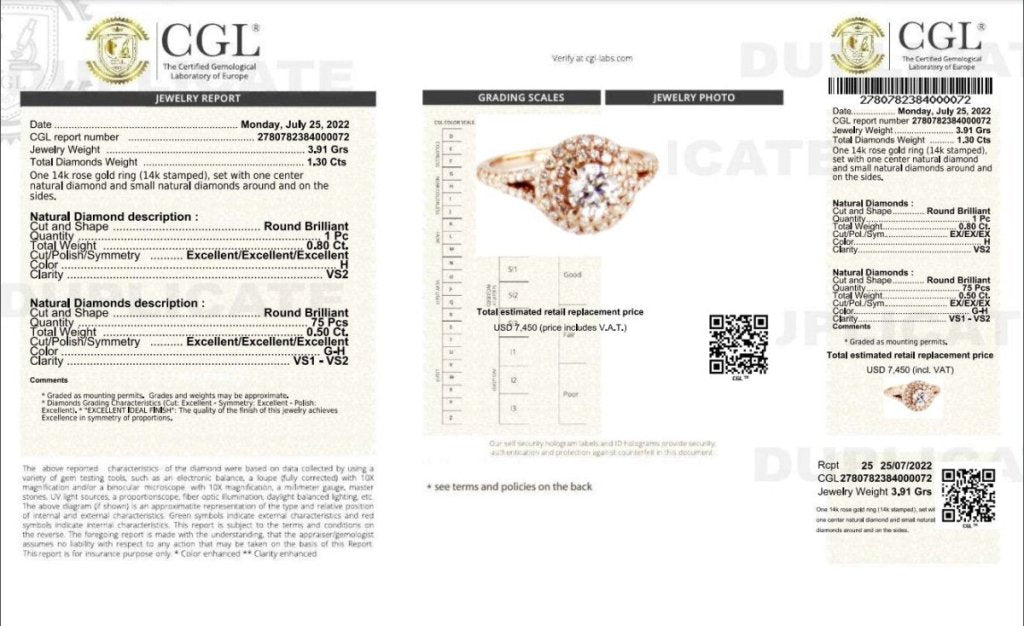 Certified 1.30CT Round Cut Diamond Engagement Ring in 14kt Rose Gold - Primestyle.com