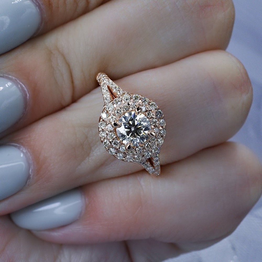 Certified 1.30CT Round Cut Diamond Engagement Ring in 14kt Rose Gold